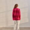 Women's Dot Patterned Cardigan Fuchsia Claret Red