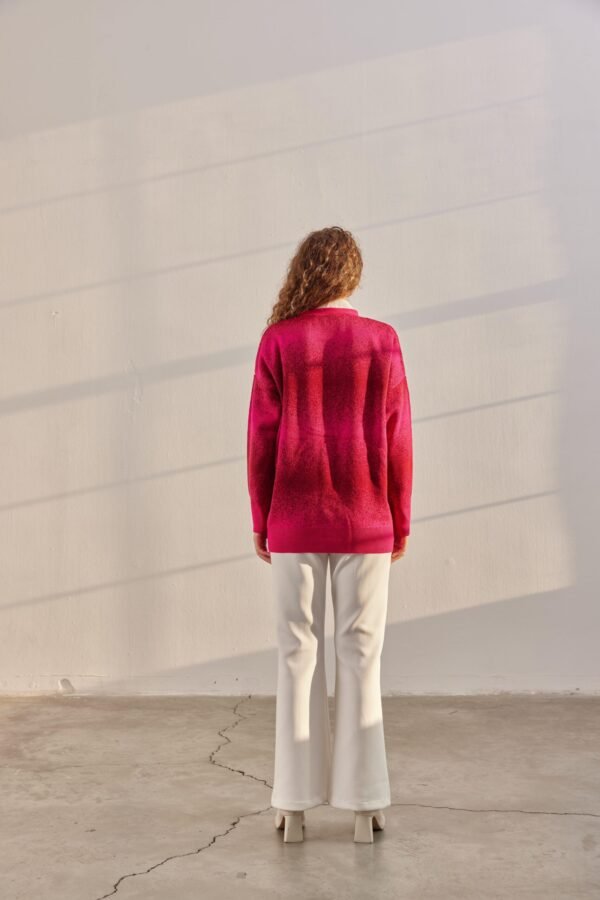 Women's Dot Patterned Cardigan Fuchsia Claret Red