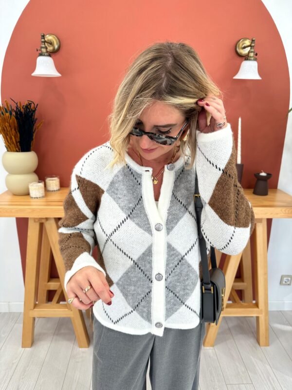 Diamond Patterned Knitwear Cardigan