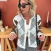Diamond Patterned Knitwear Cardigan