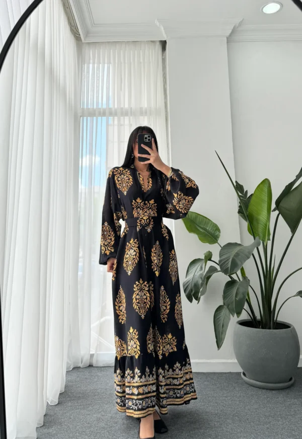 Collar Belted Dress - Black