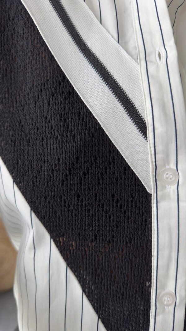Casa Ribbed Black and White Striped Shirt