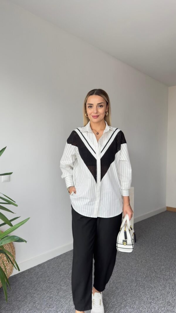 Casa Ribbed Black and White Striped Shirt