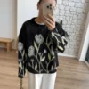 Floral Patterned Furry Sweater