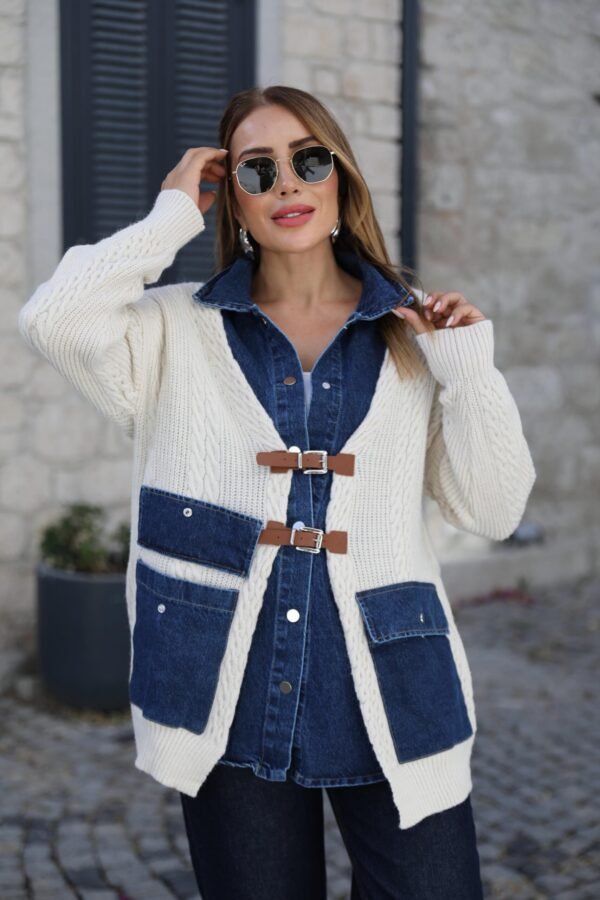 cardigan with denim details