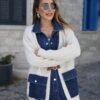 cardigan with denim details