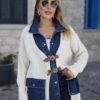 cardigan with denim details