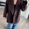 Herringbone Oversized Cashmere Coat with Lining