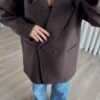 Herringbone Oversized Cashmere Coat with Lining
