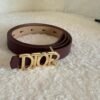 Dior Thin Leather Belt Burgundy