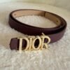 Dior Thin Leather Belt Burgundy