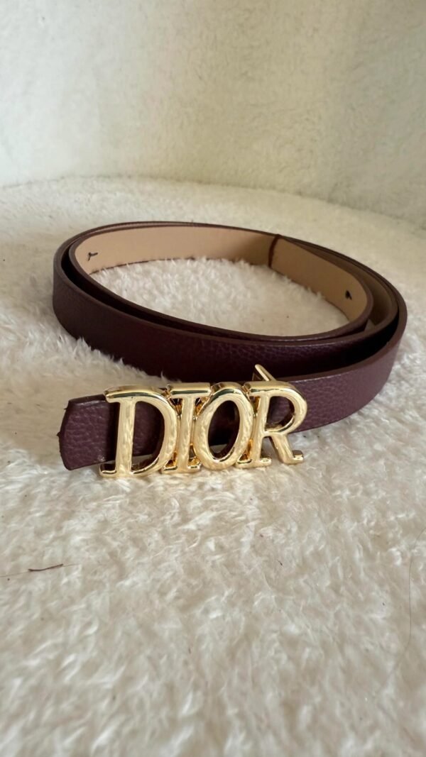 Dior Thin Leather Belt Burgundy