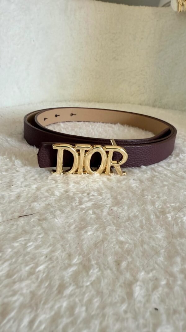 Dior Thin Leather Belt Burgundy
