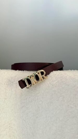 Dior Thin Leather Belt Burgundy