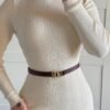 Dior Thin Leather Belt Burgundy