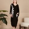 Embroidered Viscose Dress Black White Patterned