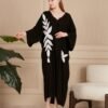 Embroidered Viscose Dress Black White Patterned