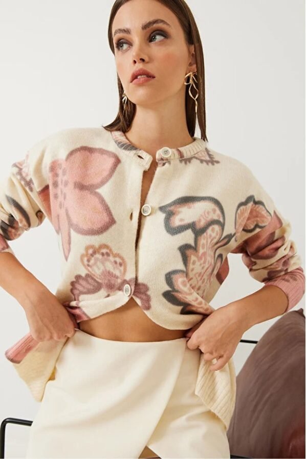 Women's Printed Button Knitwear Cardigan