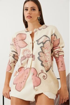 GGGGGGGG Women's Printed Button Knitwear Cardigan