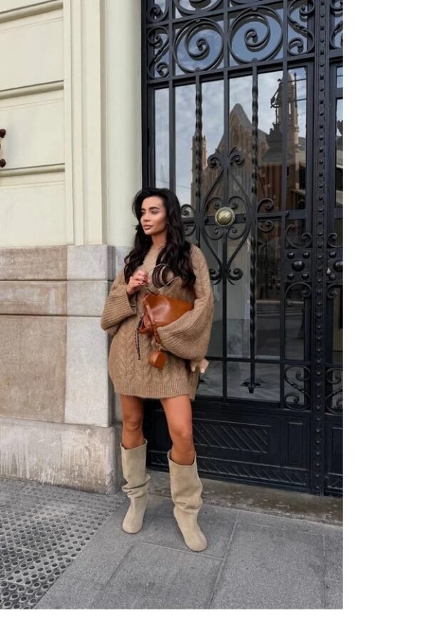 Oversized Cable Knit Sweater Dress for Women