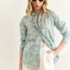 Elegant Green Geometric Detailed Fisto Blouse