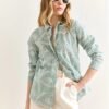 Elegant Green Geometric Detailed Fisto Blouse