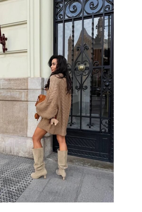Oversized Cable Knit Sweater Dress for Women