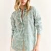 Elegant Green Geometric Detailed Fisto Blouse