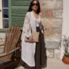 Premium Embroidery Detailed Asymmetric Maxi Kimono