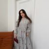 Women's Embroidered Maxi Dress in Gray