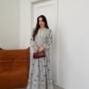 Women's Embroidered Maxi Dress in Gray
