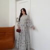 Women's Embroidered Maxi Dress in Gray