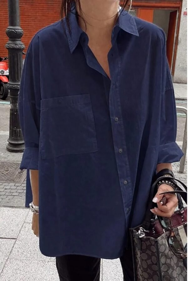 Women’s Oversized Shirt with Statement Single Pocket