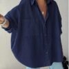 Women’s Oversized Shirt with Statement Single Pocket