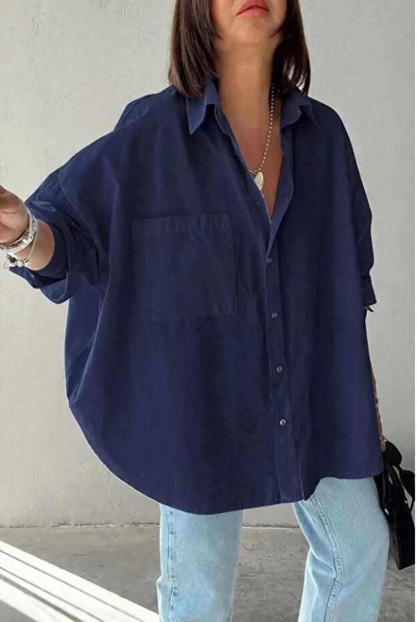 Women’s Oversized Shirt with Statement Single Pocket