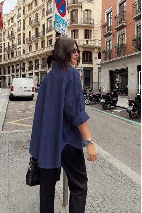 Women’s Oversized Shirt with Statement Single Pocket