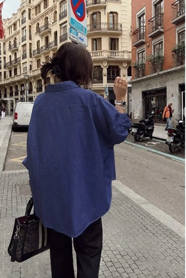 Women’s Oversized Shirt with Statement Single Pocket