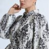 Black White Patterned Belted Long Dress