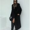 Women's Long Black Velvet Coat