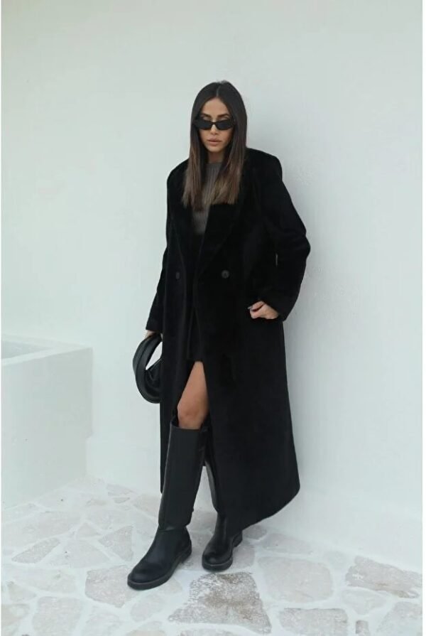 Women's Long Black Velvet Coat