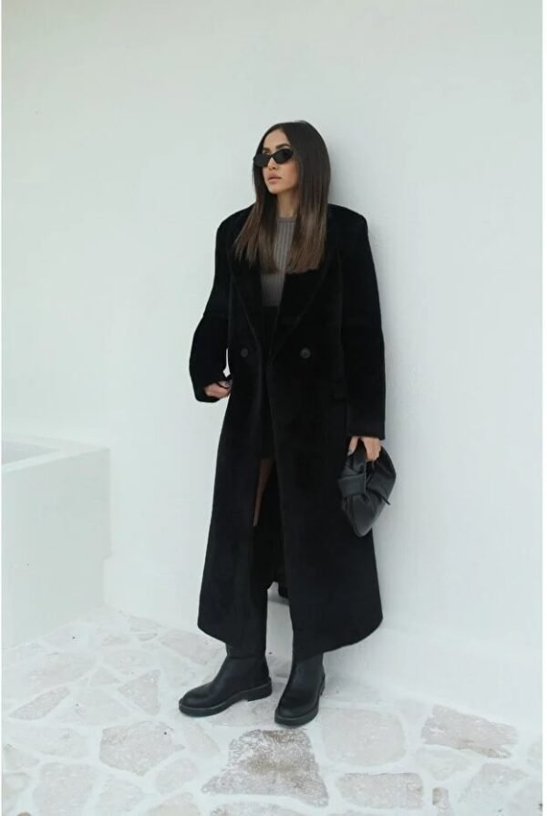 Women's Long Black Velvet Coat