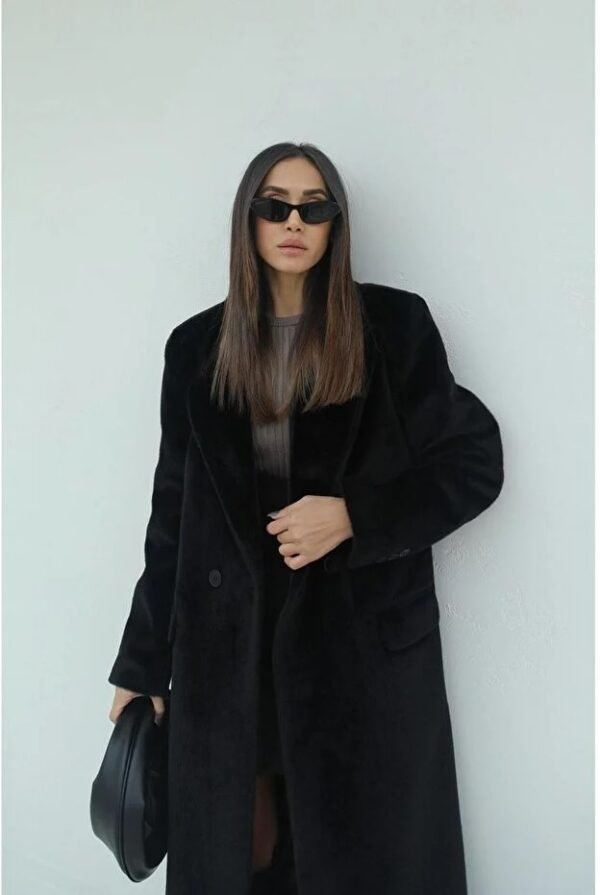 Women's Long Black Velvet Coat