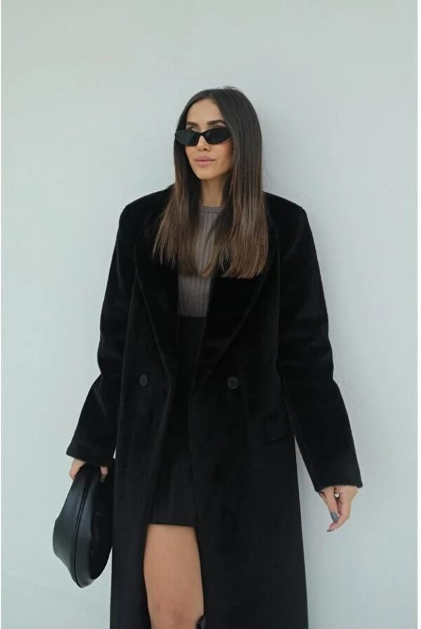 Women's Long Black Velvet Coat
