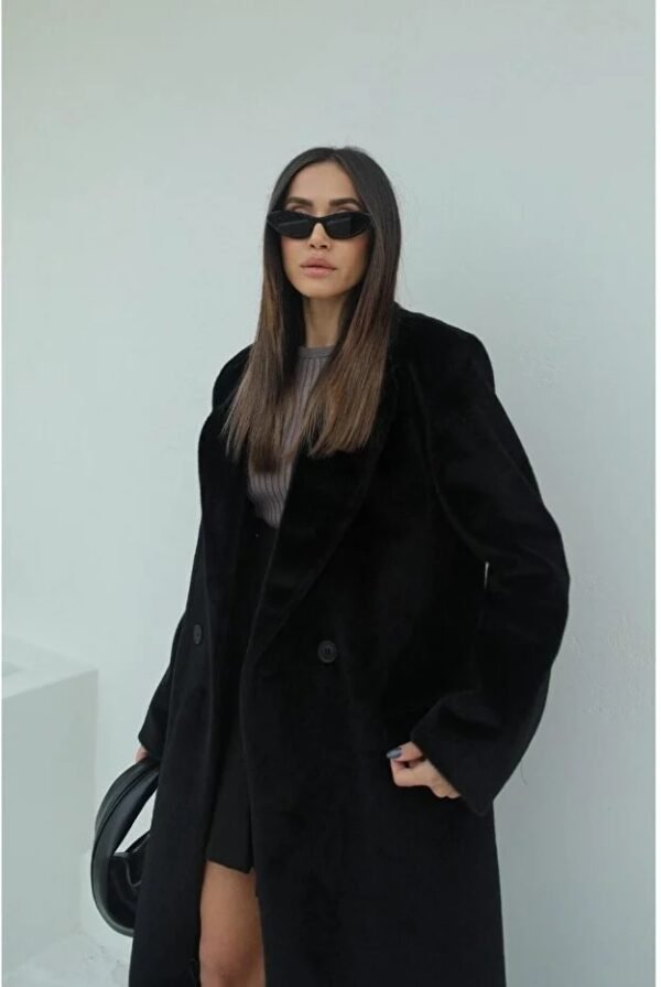 Women's Long Black Velvet Coat