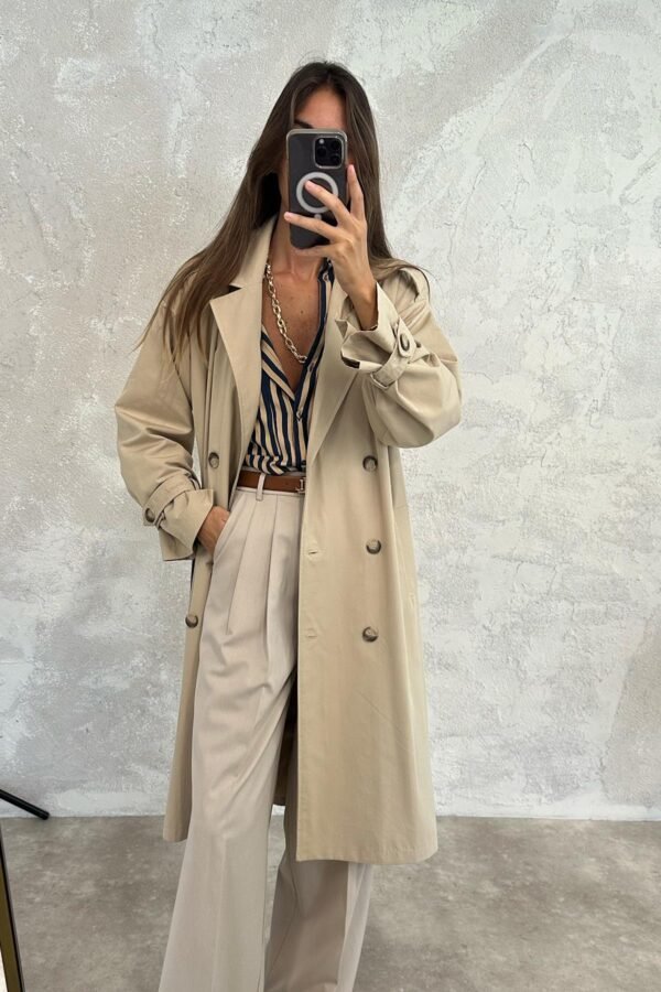 bej-kusakli-cepli-trenckot--48a5-9 Pocketed Trench Coat