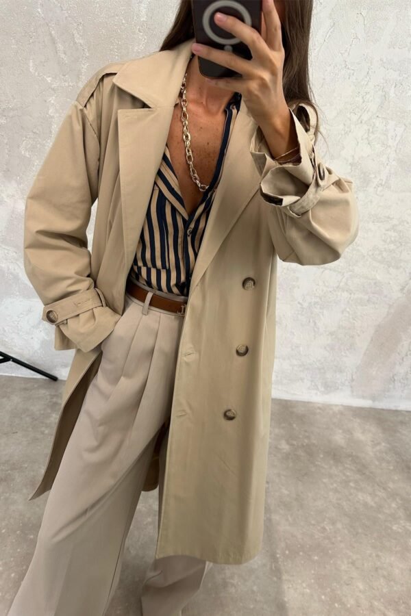 bej-kusakli-cepli-trenckot--e5465c Pocketed Trench Coat