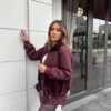 Burgundy Fur Trim  Jacket