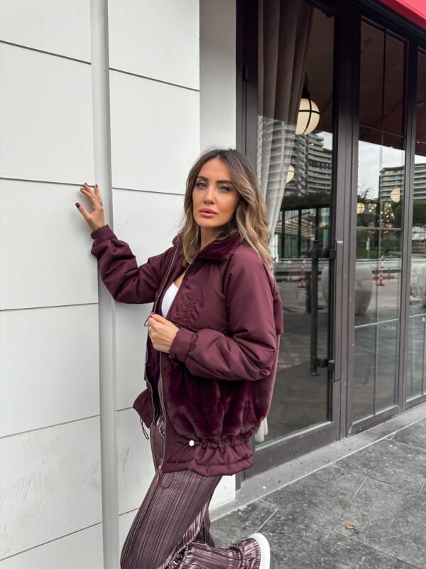 Burgundy Fur Trim  Jacket