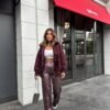 Burgundy Fur Trim  Jacket