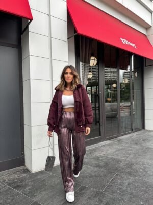 Burgundy Fur Trim  Jacket